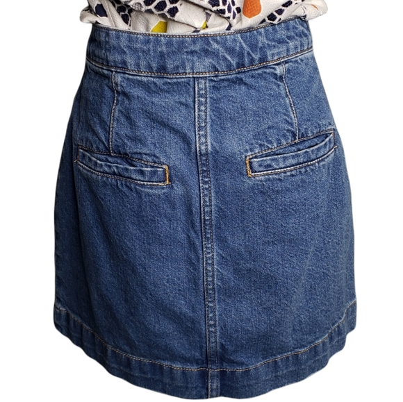 Don't Get Me Wrong Cotton Denim Button Patch PocketFront Free People Mini Skirt - Picture 9 of 10